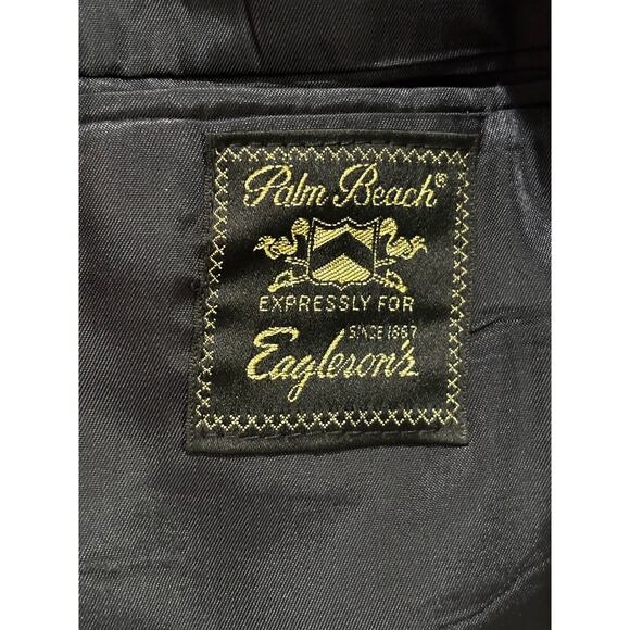 Vtg Palm Beach 42R Navy Blue Hopsack Gold Button Wool Blazer Jacket Sport Coat - Picture 6 of 12